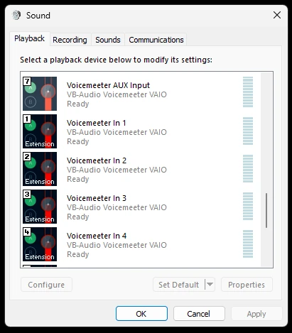 The classic Windows Sound window