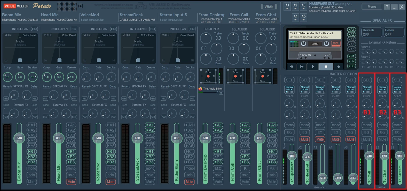 Voicemeeter B1 to B3 digital outputs